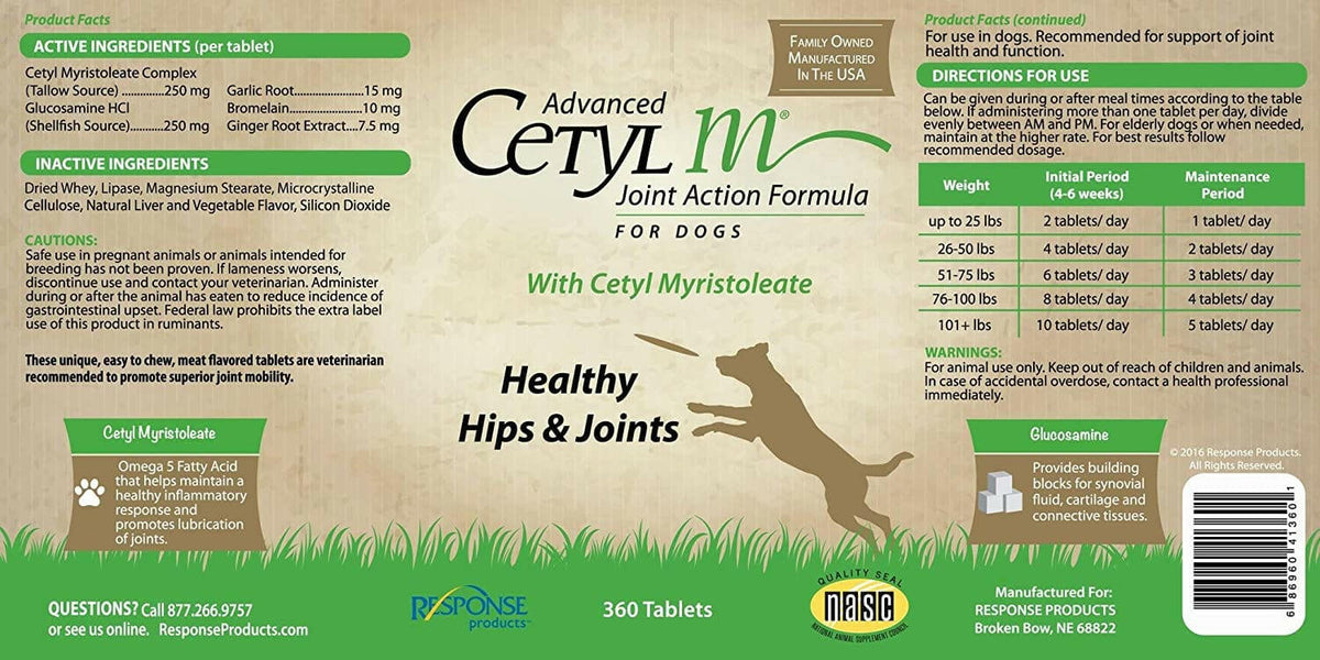 Advanced Cetyl M Joint Action Formula for Dogs (360 Tablets)