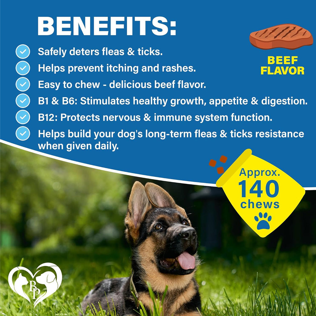 Beloved Pets Flea & Tick Prevention Support Soft Chews for Dogs, 10-oz