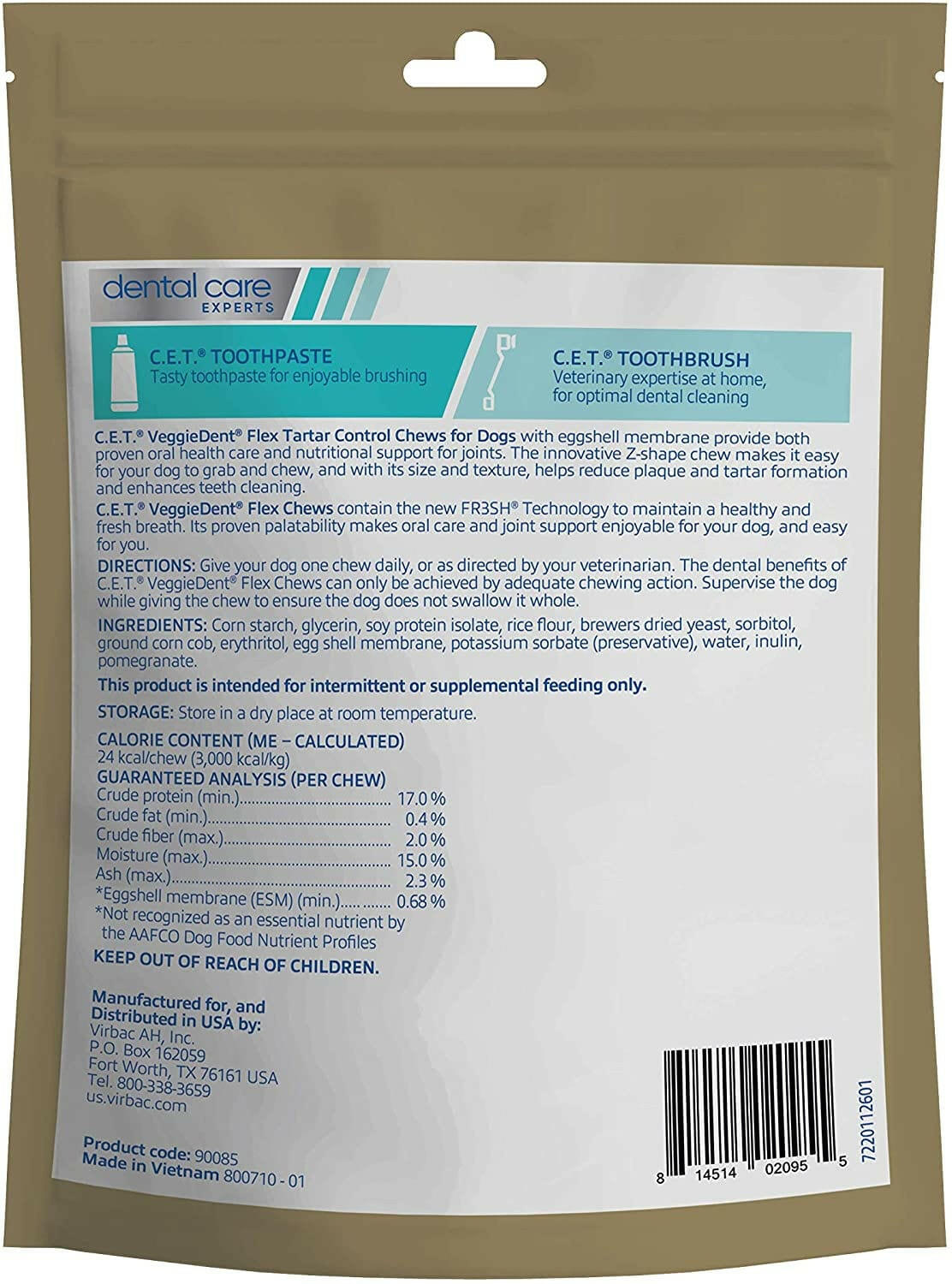 C.E.T. VeggieDent Flex + Joint Health for Extra Small Dogs Under 11 lbs
