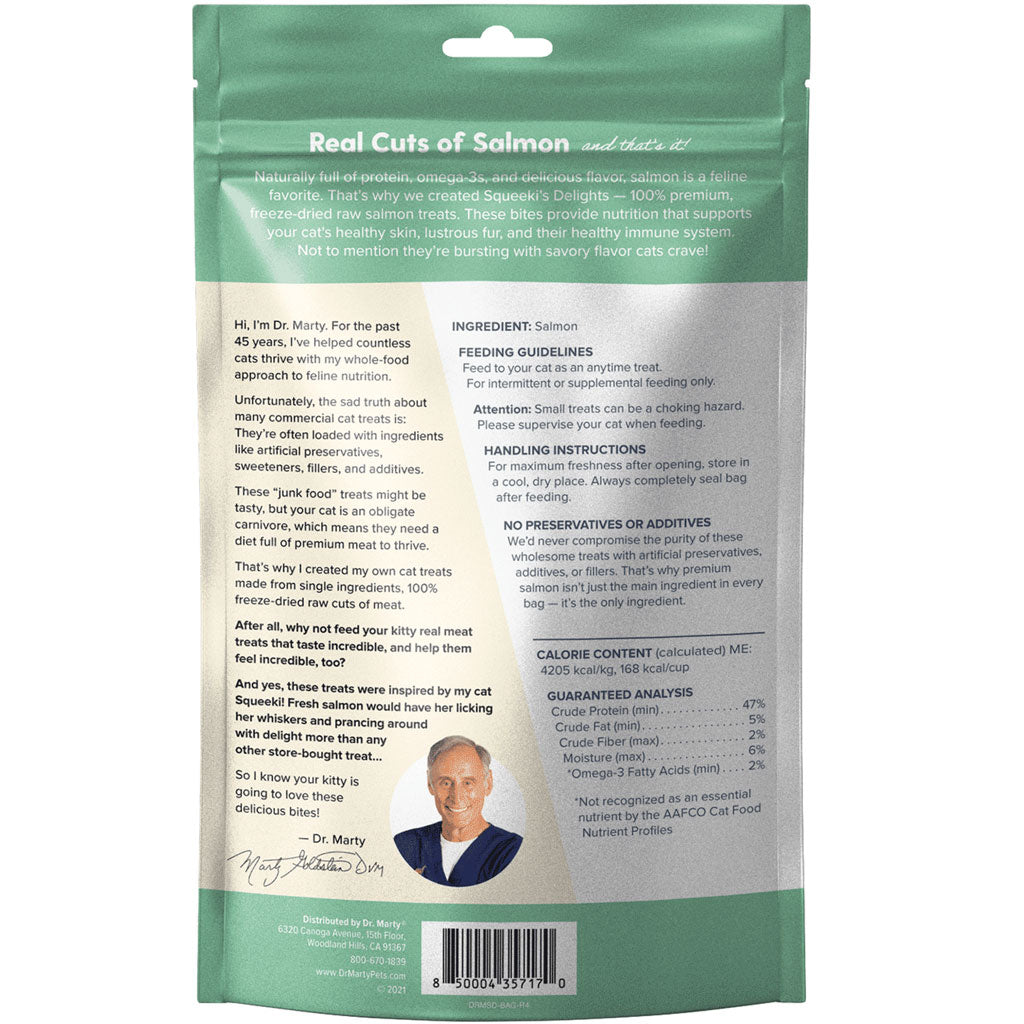 Dr. Marty Squeeki's Delights Freeze-Dried Raw Salmon Cat Treats, 4oz