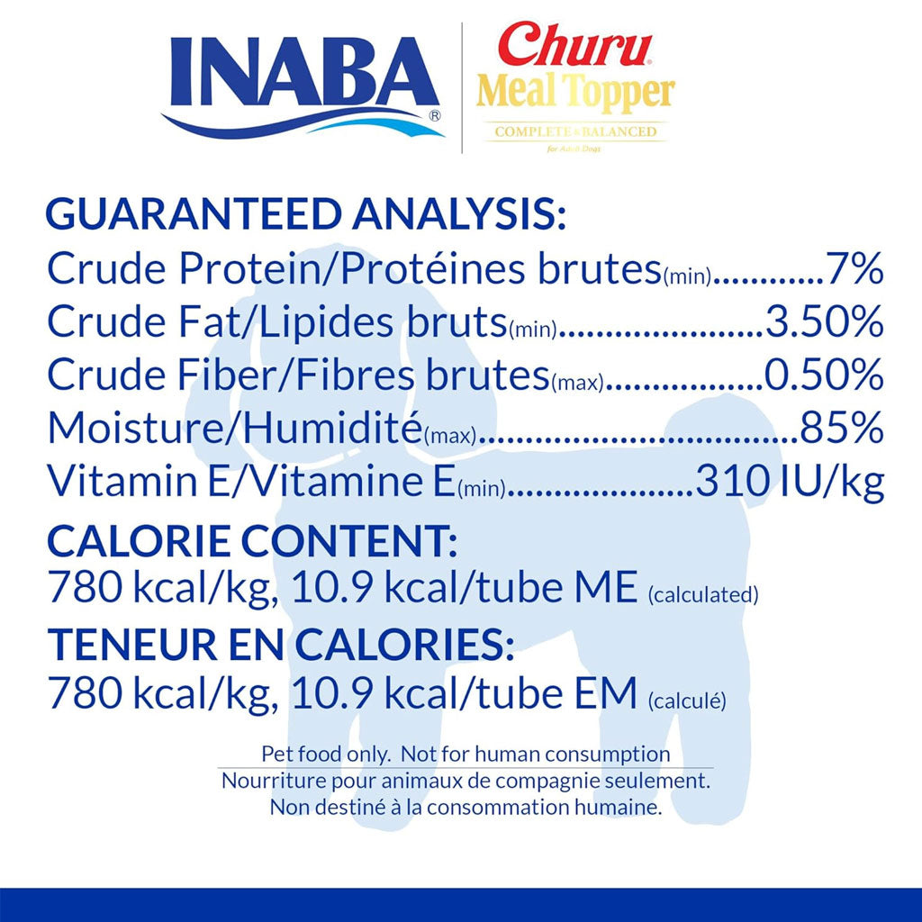 Inaba Churu Meal Topper Chicken with Salmon Recipe Dog Food, 0.5-oz x 4-tubes
