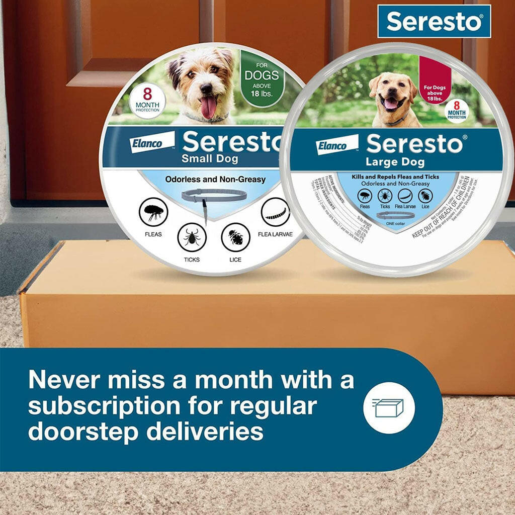 Seresto Flea & Tick Collar for Dogs, Over 18 lbs + Seresto Flea & Tick Collar for Dogs, Up to 18 lbs