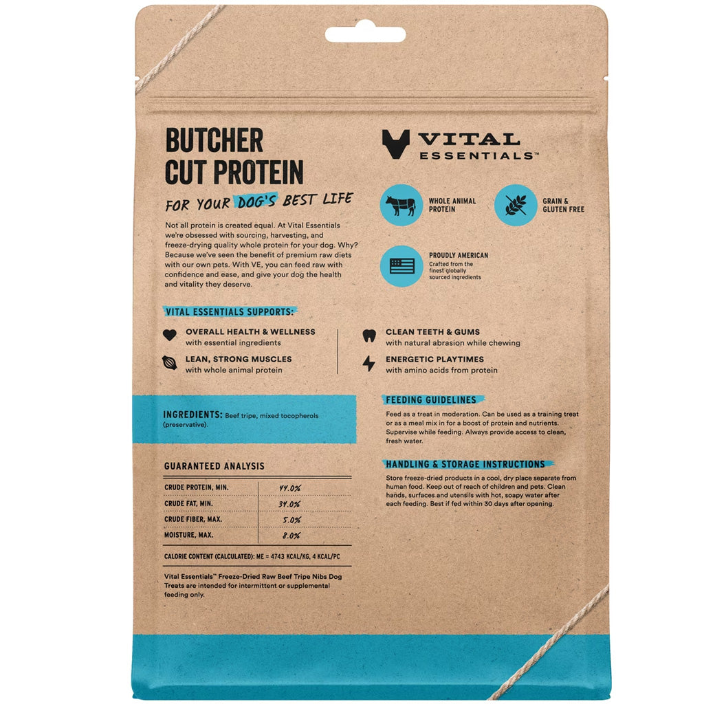 Vital Essentials Freeze-Dried Beef Tripe Nibs Treats for Dogs, 14-oz