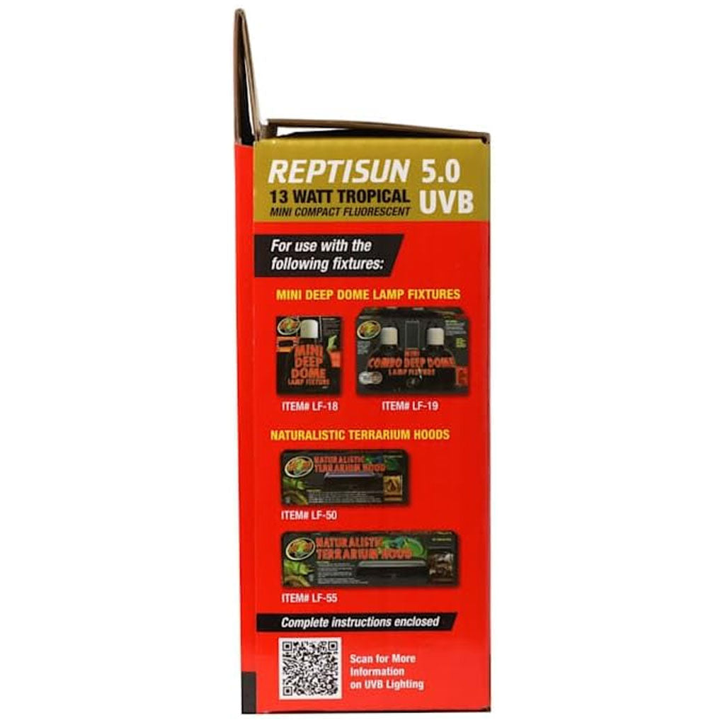 Zoo Med ReptiSun 5.0 UVB Compact Fluorescent Mini Reptile Lamp, 13-Watt