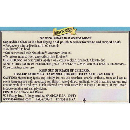 SuperShine Fast Drying Hoof Polish & Sealer Clear for Horses