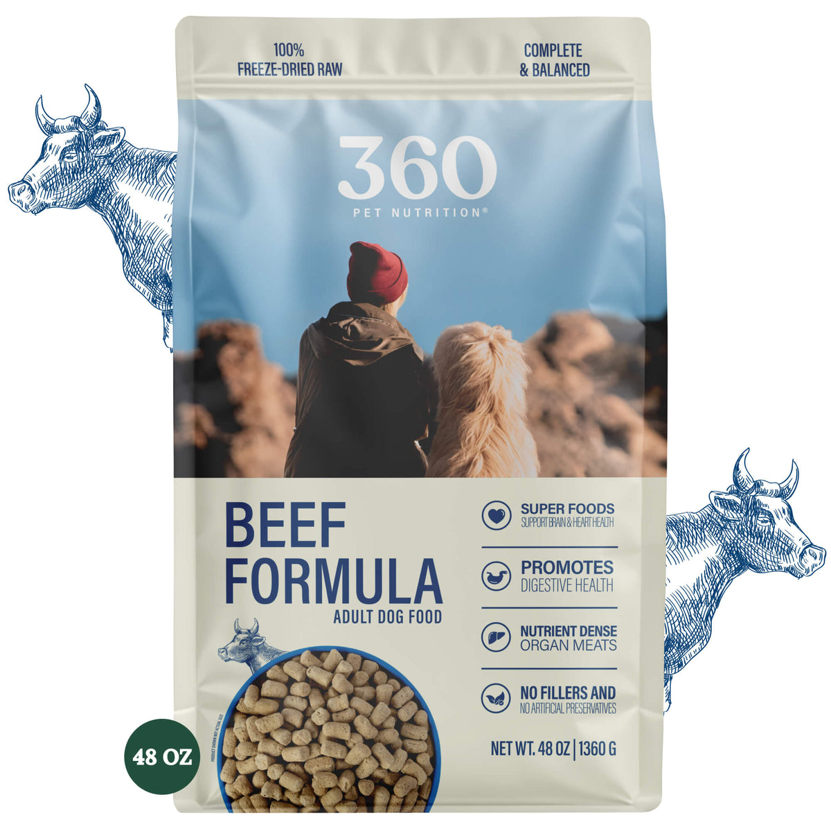 360 Pet Nutrition Beef Formula Freeze-Dried Raw Dog Food
