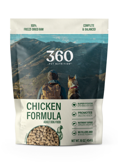 360 Pet Nutrition Chicken Freeze-Dried Raw Complete Meal for Adult Dogs