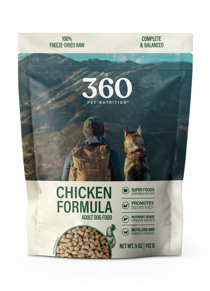 360 Pet Nutrition Chicken Freeze-Dried Raw Complete Meal for Adult Dogs