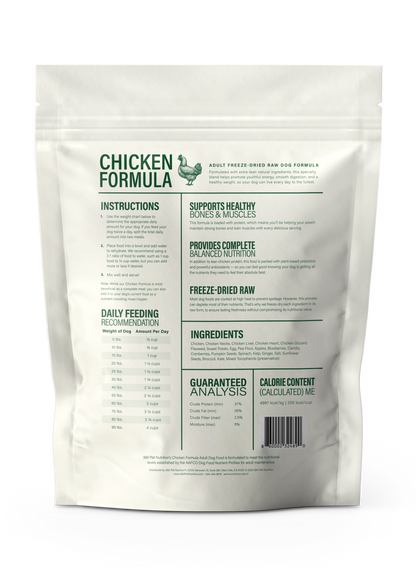 360 Pet Nutrition Chicken Freeze-Dried Raw Complete Meal for Adult Dogs