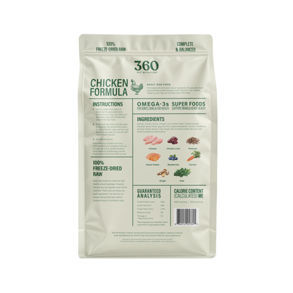 360 Pet Nutrition Chicken Freeze-Dried Raw Complete Meal for Adult Dogs