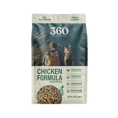 360 Pet Nutrition Chicken Freeze-Dried Raw Complete Meal for Adult Dogs