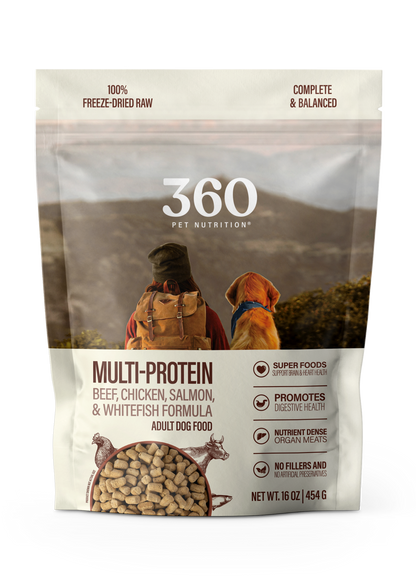 360 Pet Nutrition Multi-Meat Freeze-Dried Raw Complete Meal for Adult Dogs