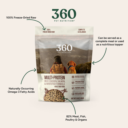 360 Pet Nutrition Multi-Meat Freeze-Dried Raw Complete Meal for Adult Dogs