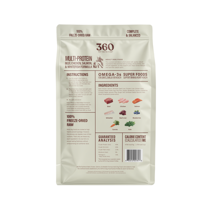 360 Pet Nutrition Multi-Meat Freeze-Dried Raw Complete Meal for Adult Dogs