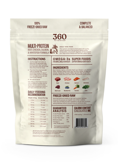 360 Pet Nutrition Multi-Meat Freeze-Dried Raw Complete Meal for Adult Dogs