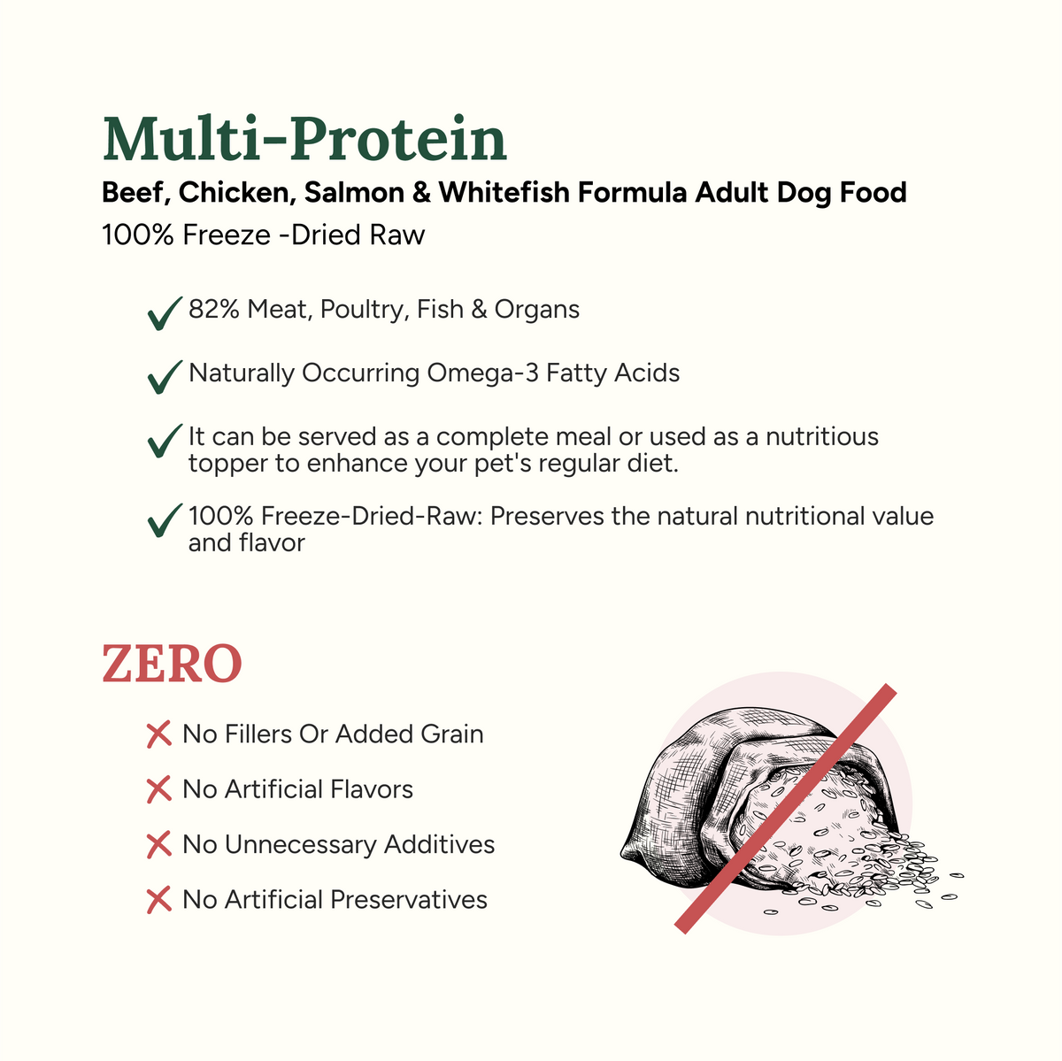 360 Pet Nutrition Multi-Meat Freeze-Dried Raw Complete Meal for Adult Dogs