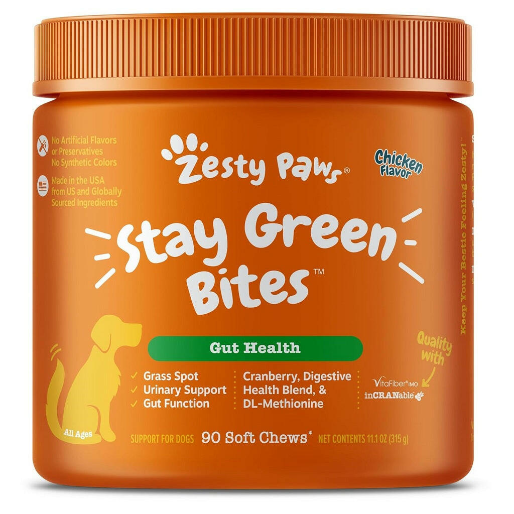 Zesty Paws Stay Green Bites Chicken Flavored Gut Health Chews for Dogs (90 ct)