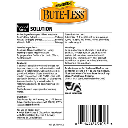 Absorbine Bute-Less Comfort & Recovery Solution Supplement for Horses