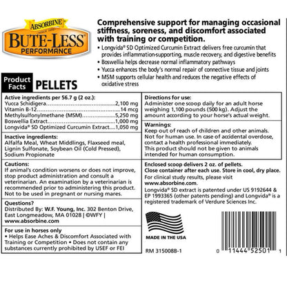 Absorbine Bute-Less Performance Comfort & Recovery Pellets for Horses (3.75 lbs)