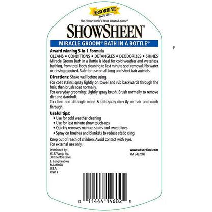 Absorbine Showsheen Miracle Groom Bathing Spray for Horses