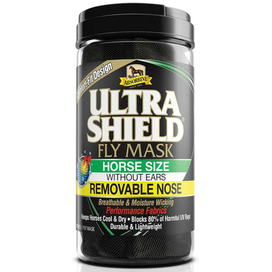 Absorbine UltraShield Fly Mask Removable Nose without Ears for Horses