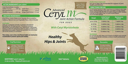 Advanced Cetyl M Joint Action Formula for Dogs (360 Tablets)