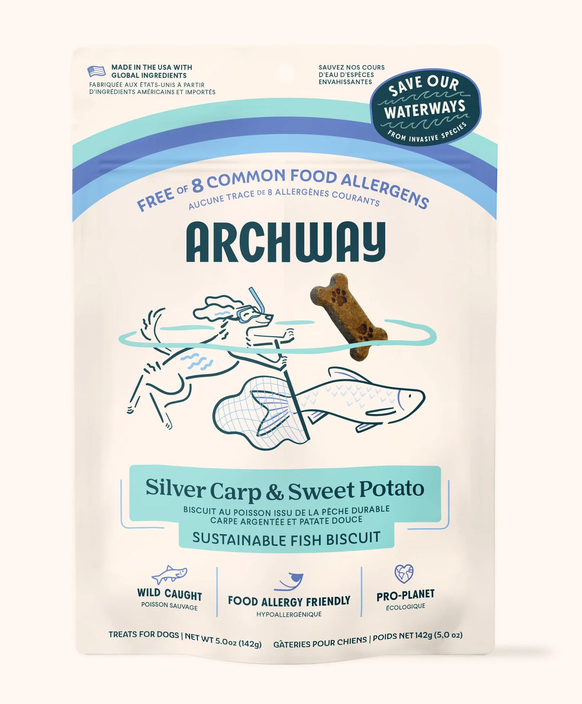 Archway Single Carp & Sweet Potato Biscuit Dog Treats, 5-oz