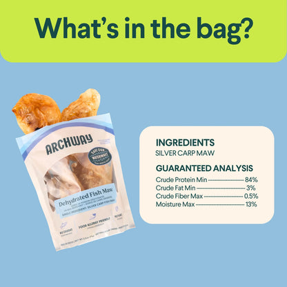 Archway Single Ingredient Silver Carp Fish Maw Natural Dog Chew Treat, 2.5-oz