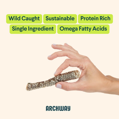Archway Single Ingredient Silver Carp Rolled Skin Natural Dog Chew Treat, 2-oz