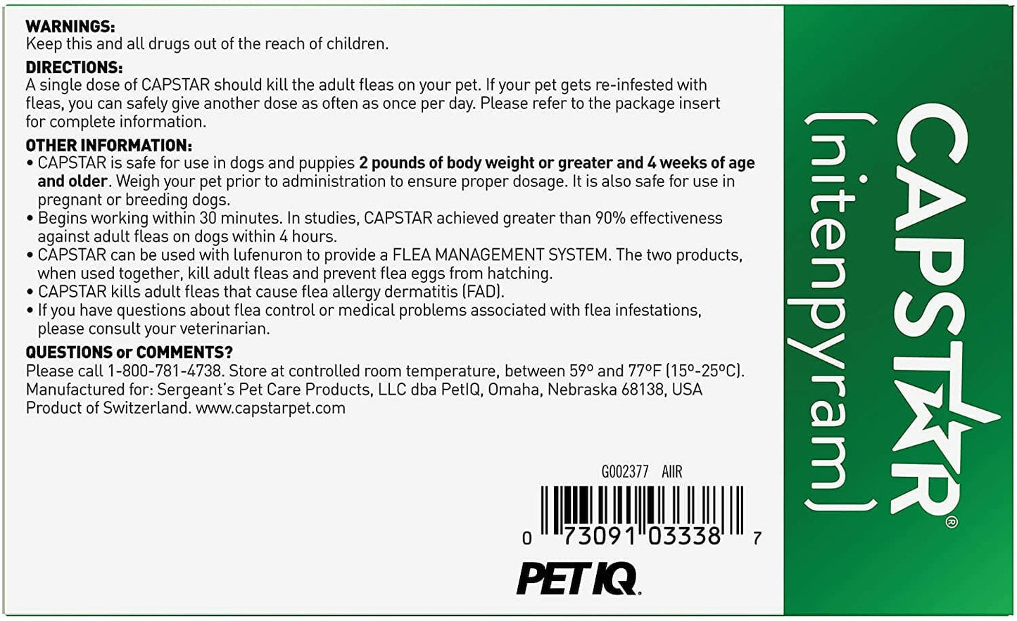 Capstar Oral Flea Treatment for Dogs over 25 lbs (6 Doses)