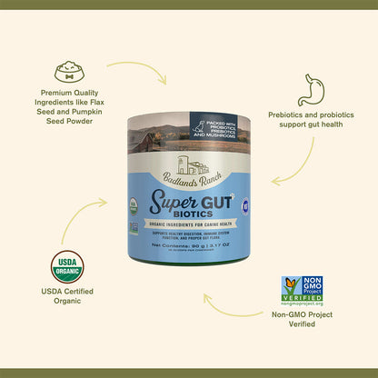 Badlands Ranch Super Gut Biotics Canine Health Supplement, 3.17-oz