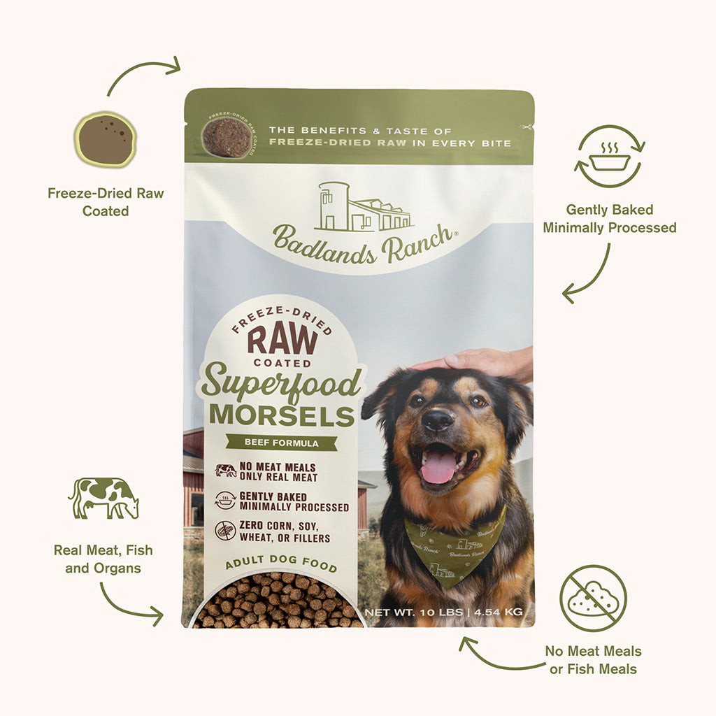 Badlands Ranch Superfood Complete Raw Coated Morsels Beef Dog