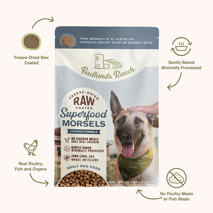 Badlands Ranch Superfood Complete Raw Coated Morsels Chicken Dog