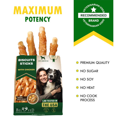 Beloved Pets Biscuits Sticks with Chicken Dog Treats, 10-oz