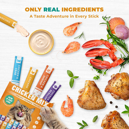 Beloved Pets Chicken Mix Creamy Lickable Treats Skin & Coat Care for Cats & Dogs