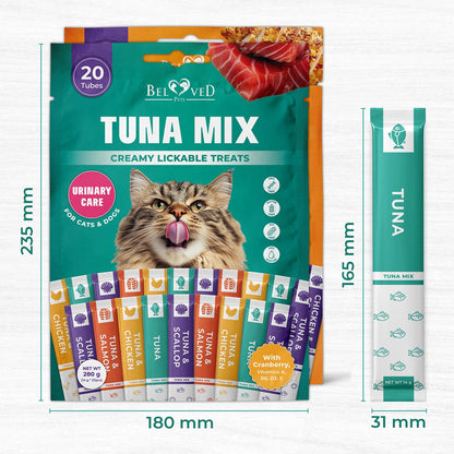 Beloved Pets Chicken & Tuna Mix Creamy Lickable Treats Dual Support for Cats & Dogs, 40-count