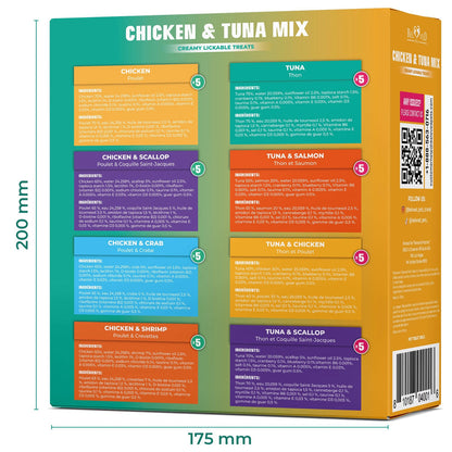 Beloved Pets Chicken & Tuna Mix Creamy Lickable Treats Dual Support for Cats & Dogs, 40-count