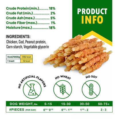 Beloved Pets Cod Sticks with Chicken Dog Chew Treats, 10-oz