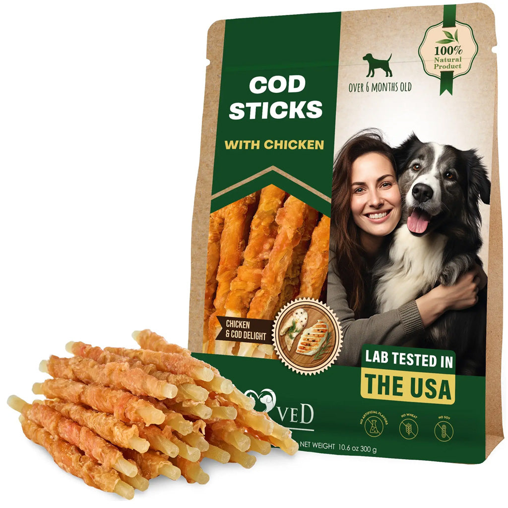 Beloved Pets Cod Sticks with Chicken Dog Chew Treats, 10-oz