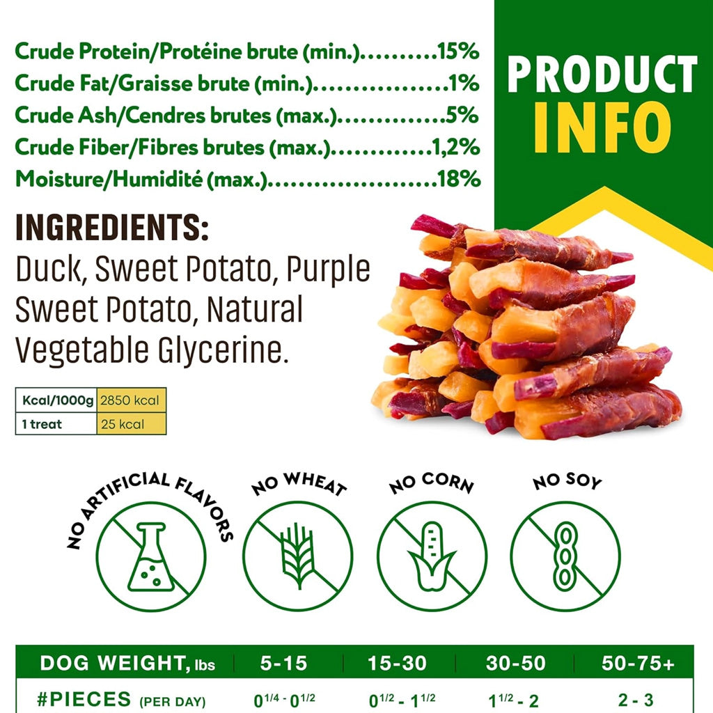 Beloved Pets Double Sweet Potato Wrapped with Duck Dog Treats, 10.6-oz