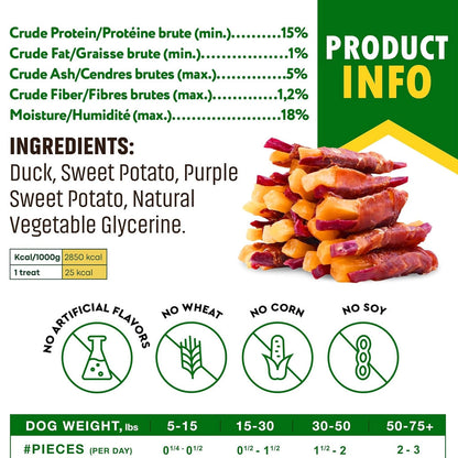 Beloved Pets Double Sweet Potato Wrapped with Duck Dog Treats, 10.6-oz