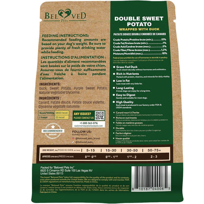 Beloved Pets Double Sweet Potato Wrapped with Duck Dog Treats, 10.6-oz