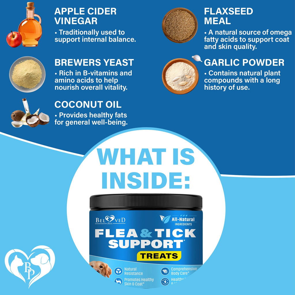 Beloved Pets Flea & Tick Prevention Support Soft Chews for Dogs, 10-oz