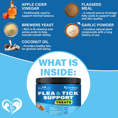 Beloved Pets Flea & Tick Prevention Support Soft Chews for Dogs, 10-oz