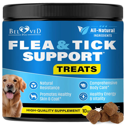 Beloved Pets Flea & Tick Prevention Support Soft Chews for Dogs, 10-oz