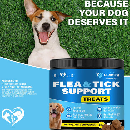 Beloved Pets Flea & Tick Prevention Support Soft Chews for Dogs, 10-oz