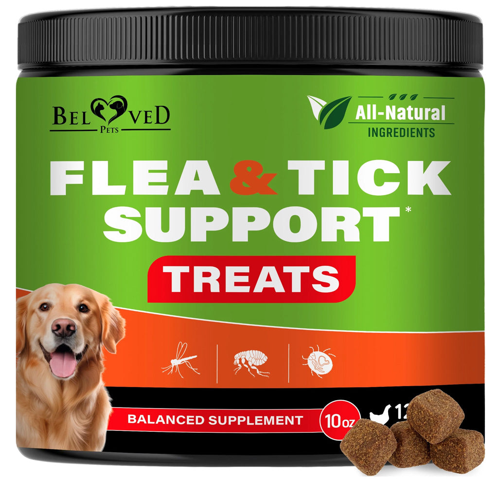 Beloved Pets Flea & Tick Support Chicken Flavor Chewable Supplements for Dogs, 10-oz