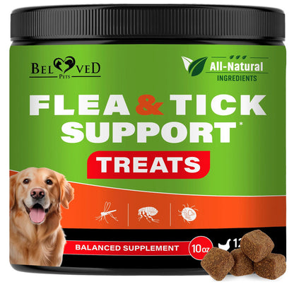 Beloved Pets Flea & Tick Support Chicken Flavor Chewable Supplements for Dogs, 10-oz