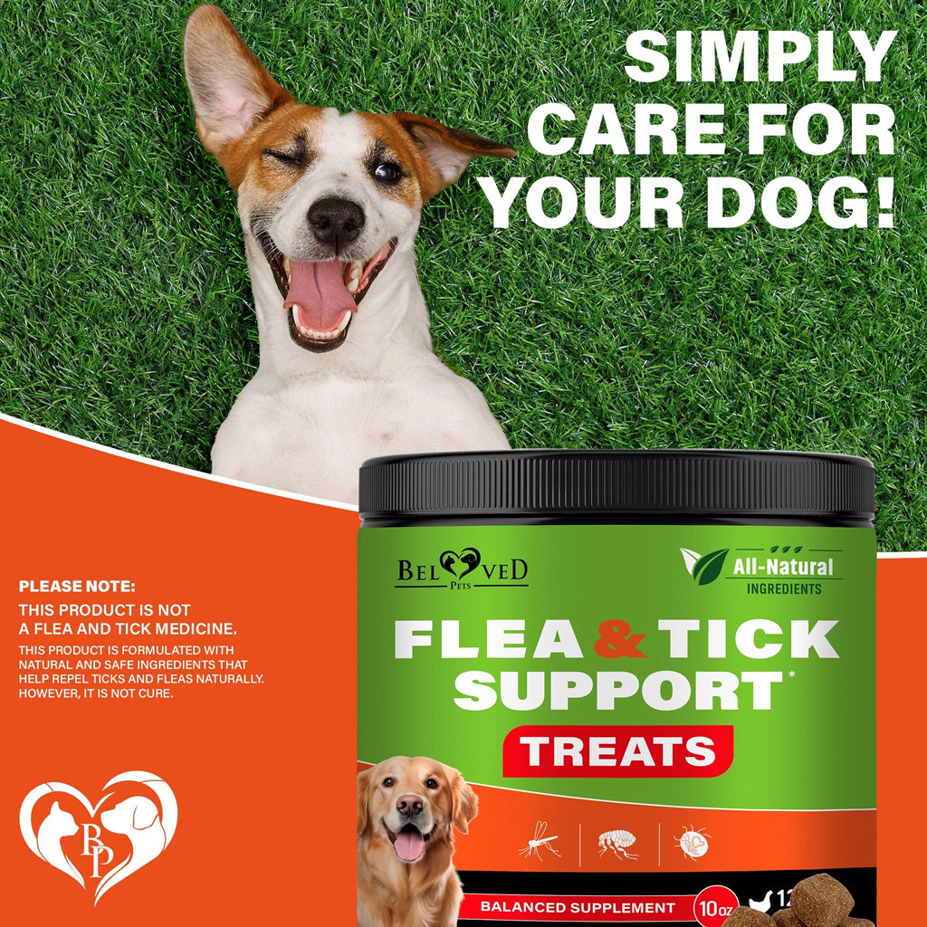 Beloved Pets Flea & Tick Support Chicken Flavor Chewable Supplements for Dogs, 10-oz