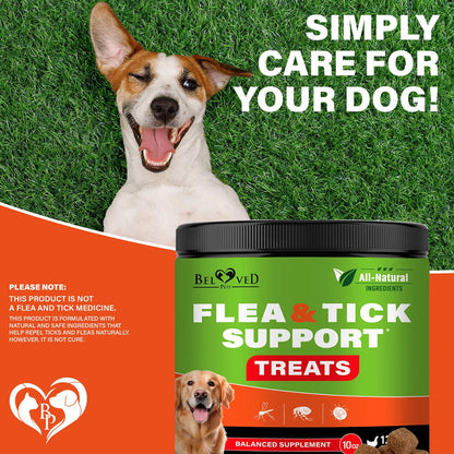 Beloved Pets Flea & Tick Support Chicken Flavor Chewable Supplements for Dogs, 10-oz